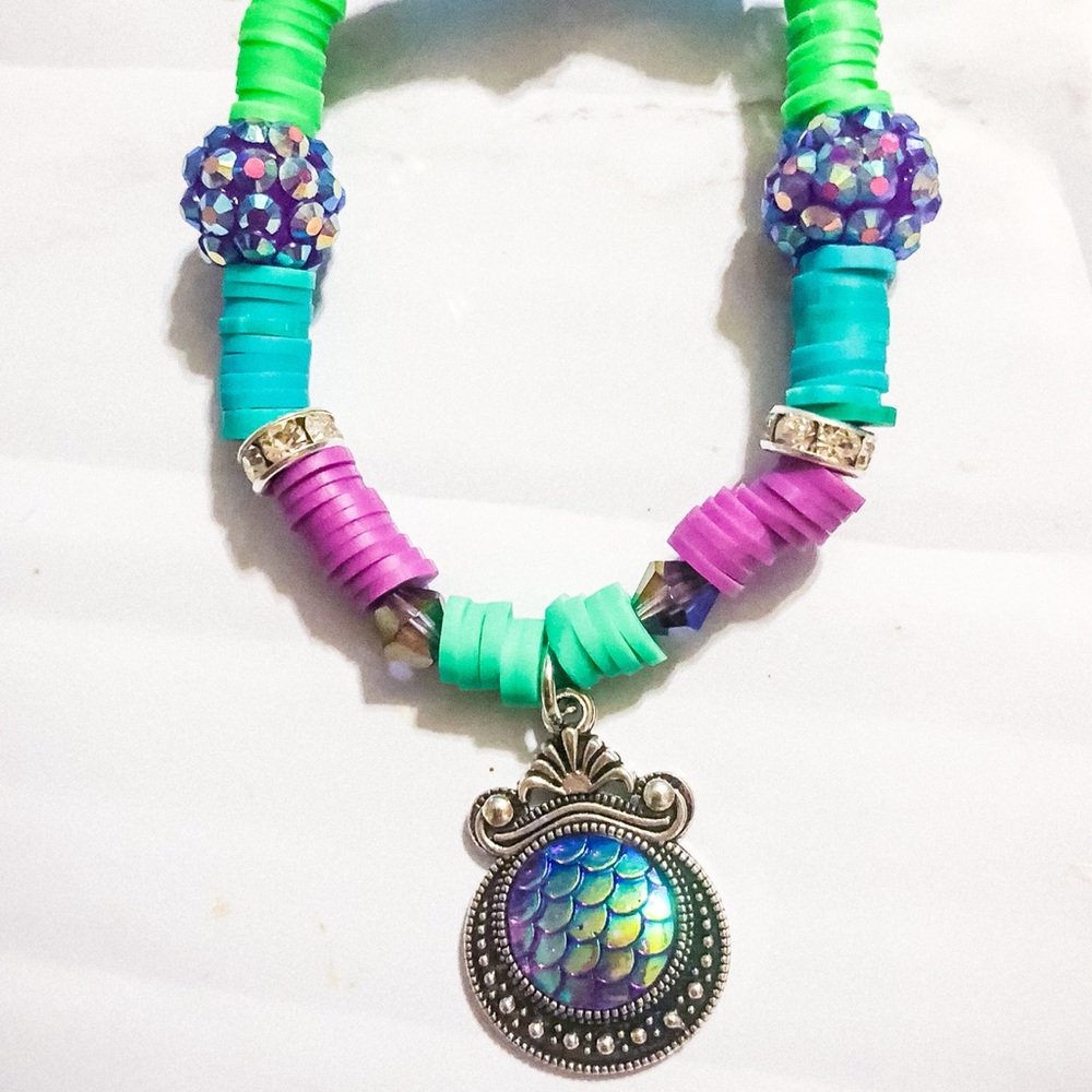 Multicolored Clay Bead Mermaid Charm Bracelet